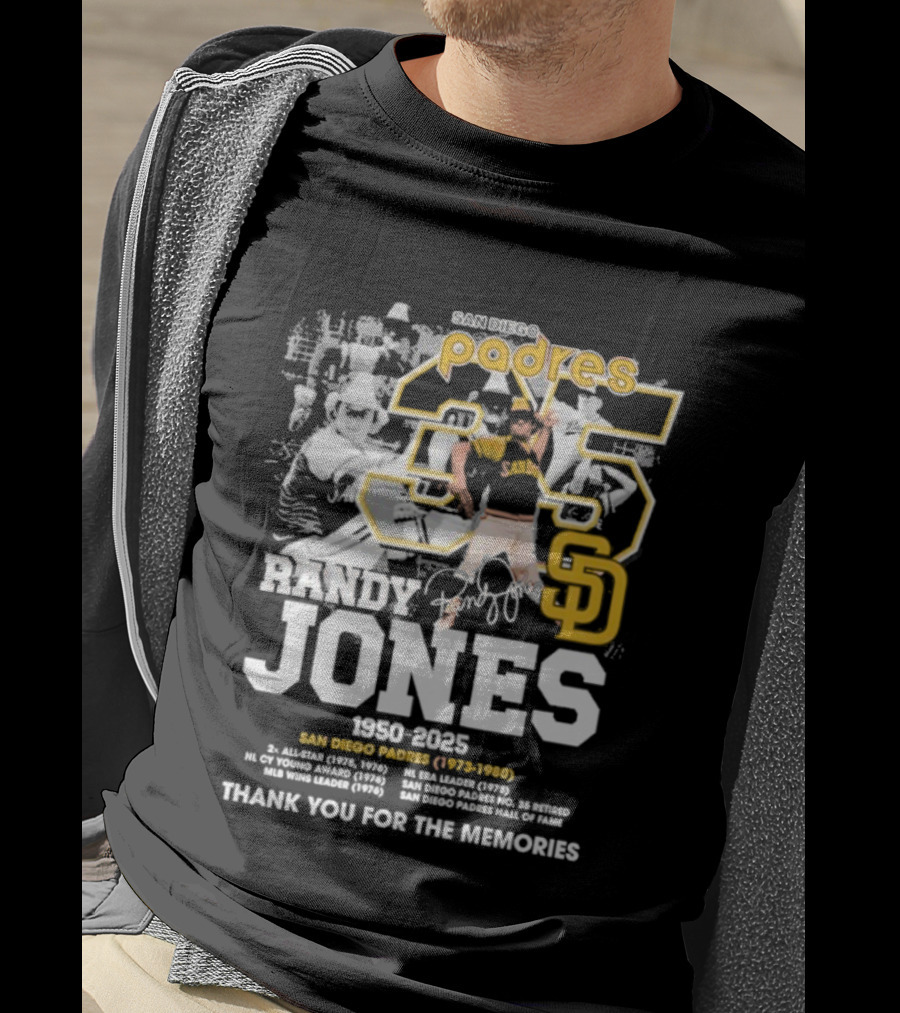 Randy Jones San Diego Padres 35 1950-2025 Thank You For The Memories T-Shirt