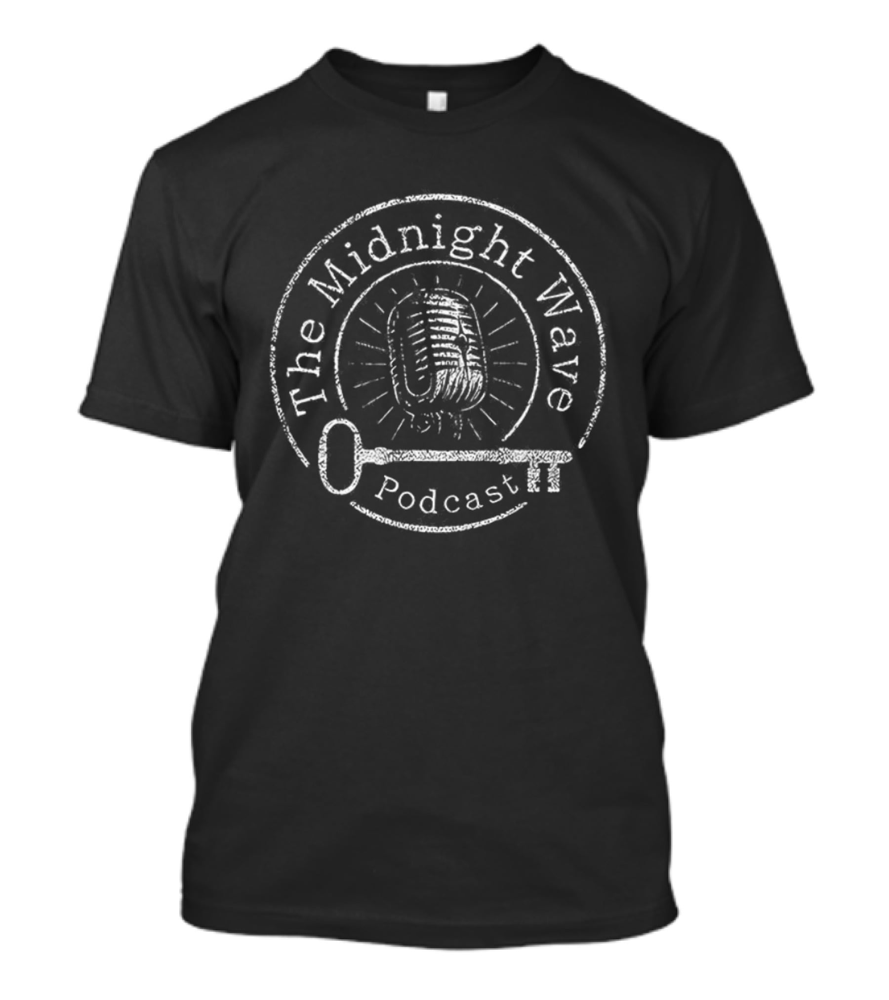 The Midnight Wave Podcast Vintage Microphone Emblem With Key T-Shirt