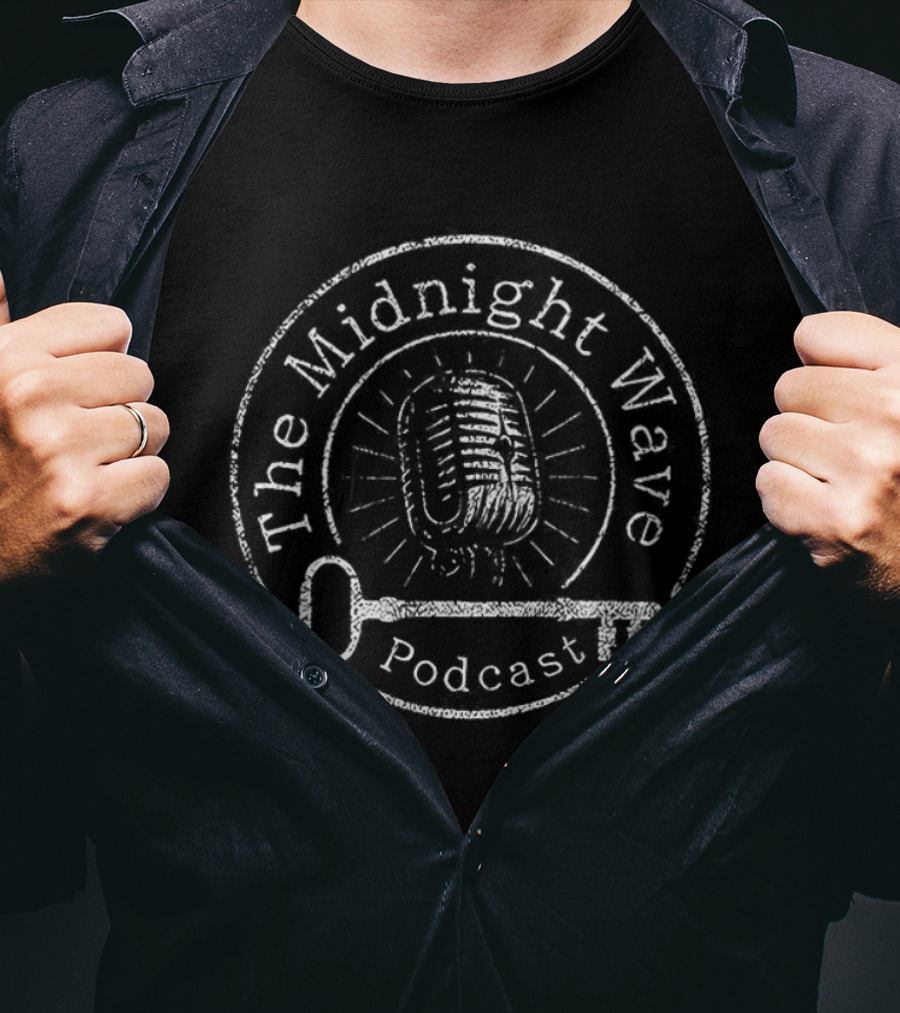 The Midnight Wave Podcast Vintage Microphone Emblem With Key T-Shirt