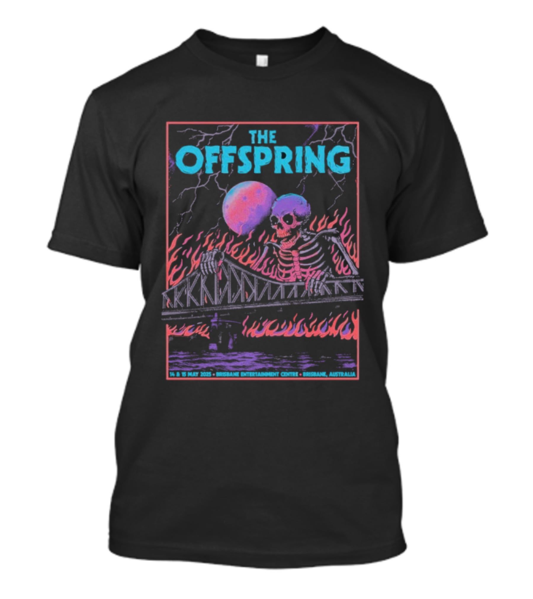 The Offspring Brisbane Australia May 14 15 2025 Skeleton Bridge Lightning Moon T-Shirt