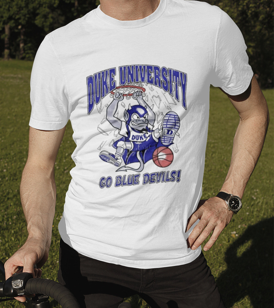 Duke University Blue Devils Basketball Dunking Mascot Go Blue Devils T-Shirt