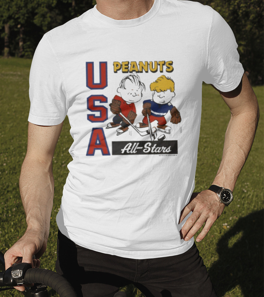 Peanuts USA All Stars Hockey Image With Charles M. Schulz Characters T-Shirt