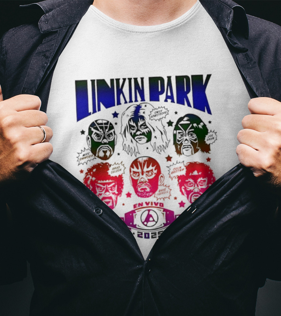 Linkin Park Lucha Libre En Vivo Mexico 2025 Concert T-Shirt