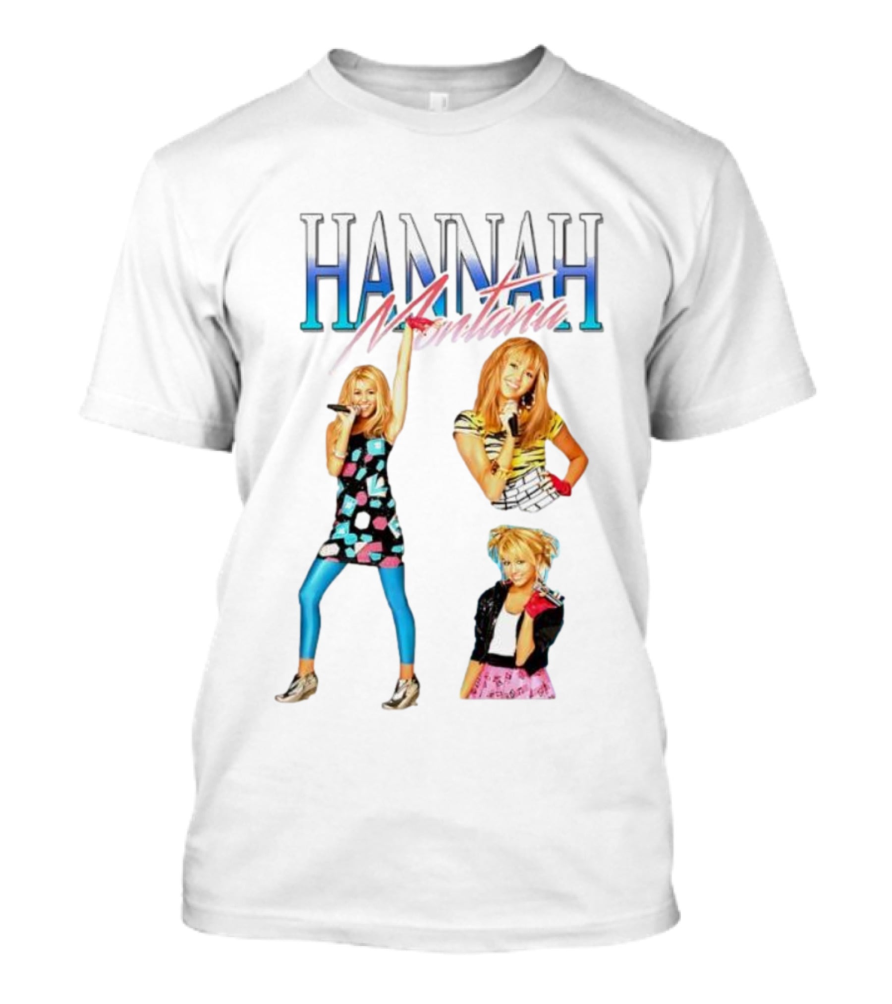Hannah Montana Multicolor Outfit Collage Walmart Amazon T-Shirt
