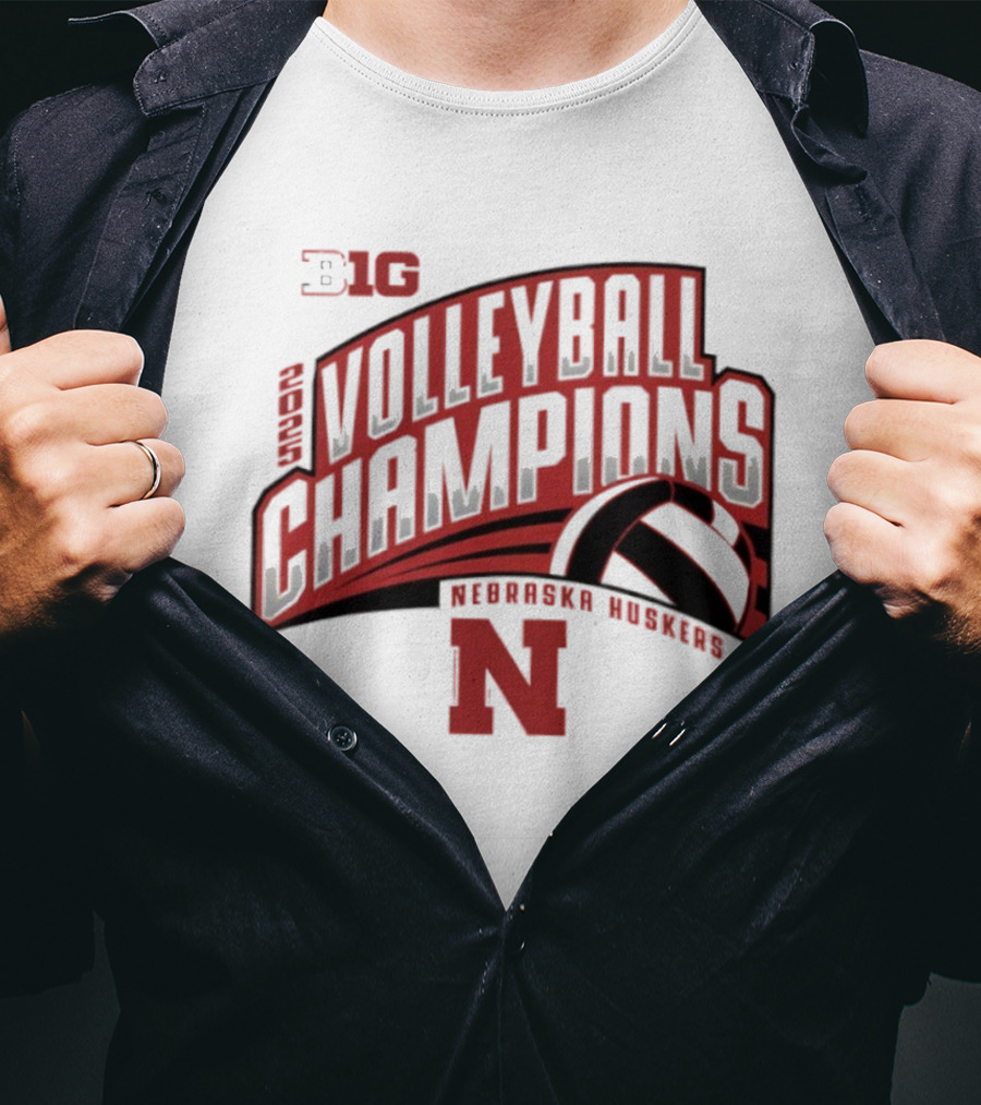 ```Nebraska Huskers 2025 Big 10 Volleyball Champions``` T-Shirt