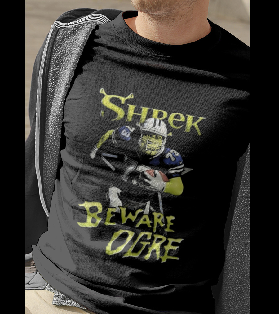 Shrek NFL Beware Ogre Dallas Cowboys 77 Football T-Shirt