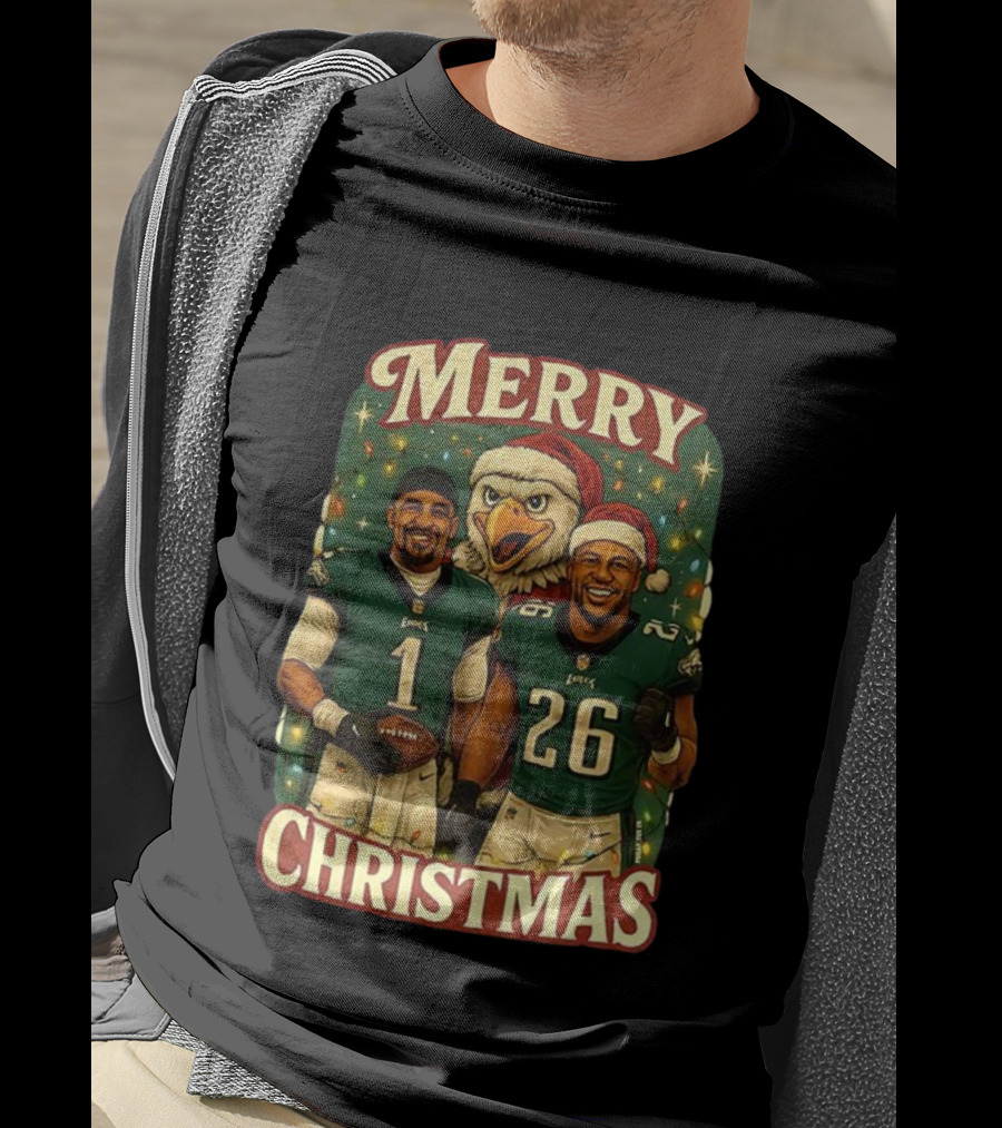 Merry Christmas Jalen Hurts Saquon Barkley Philadelphia Eagles T-Shirt
