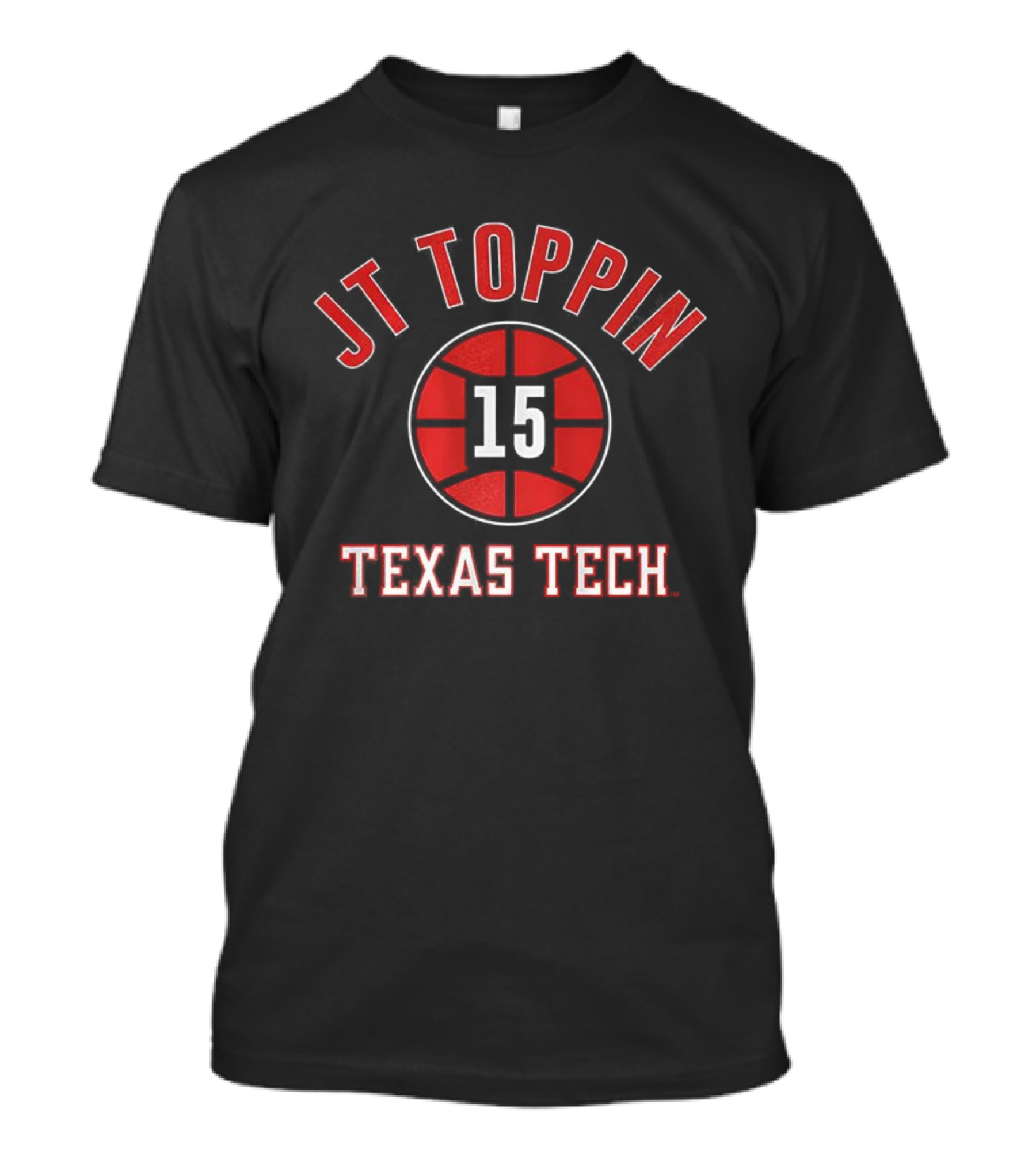 JT Toppin Texas Tech Red Raiders Basketball Number 15 Ball T-Shirt