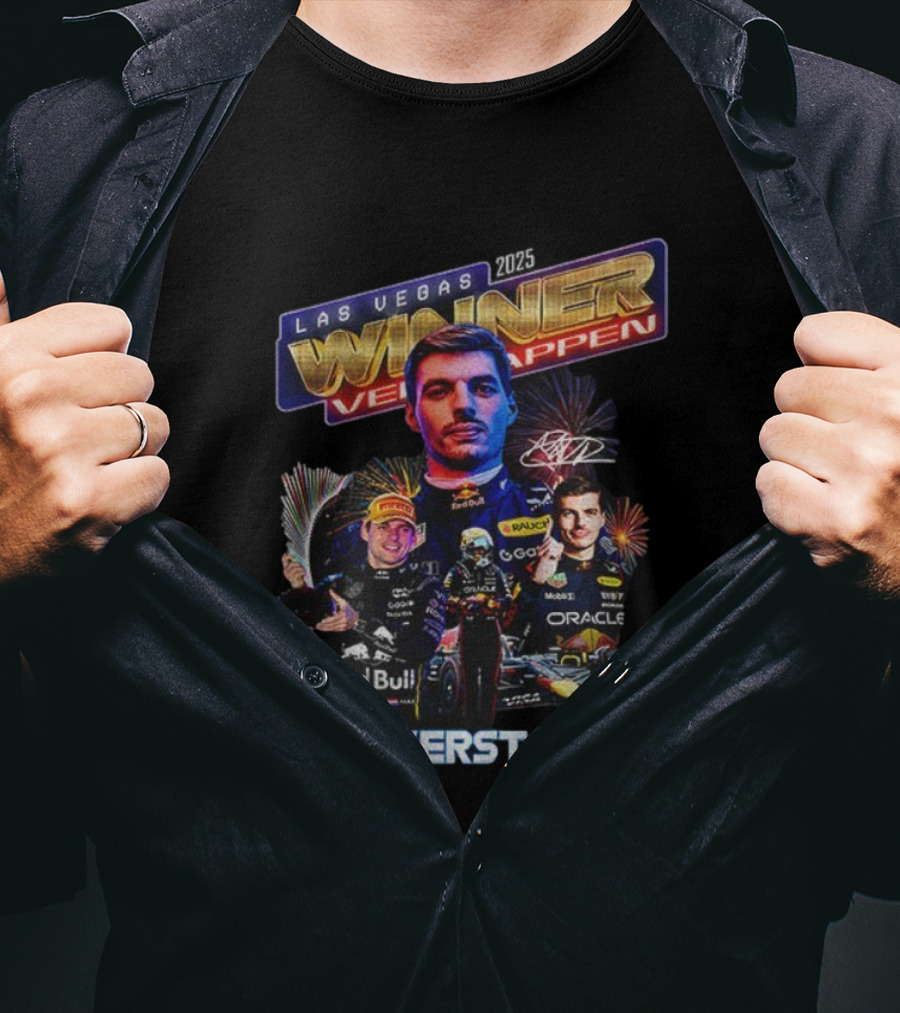 Max Verstappen 2025 Las Vegas Winner Red Bull Racing Signature T-Shirt