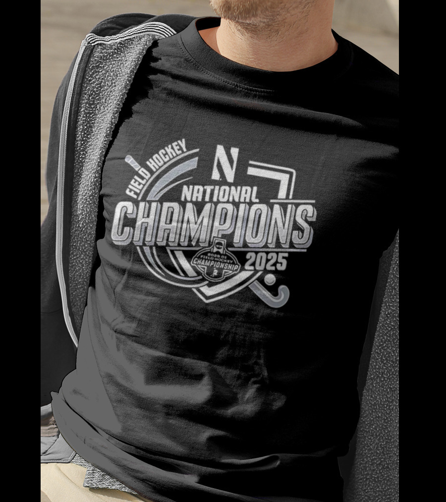 Northwestern Wildcats Hockey National Champions 2025 Logo Design T-Shirt