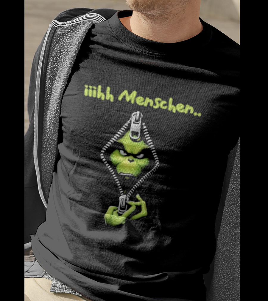 Iiihh Menschen Grinch Zipper Christmas T-Shirt