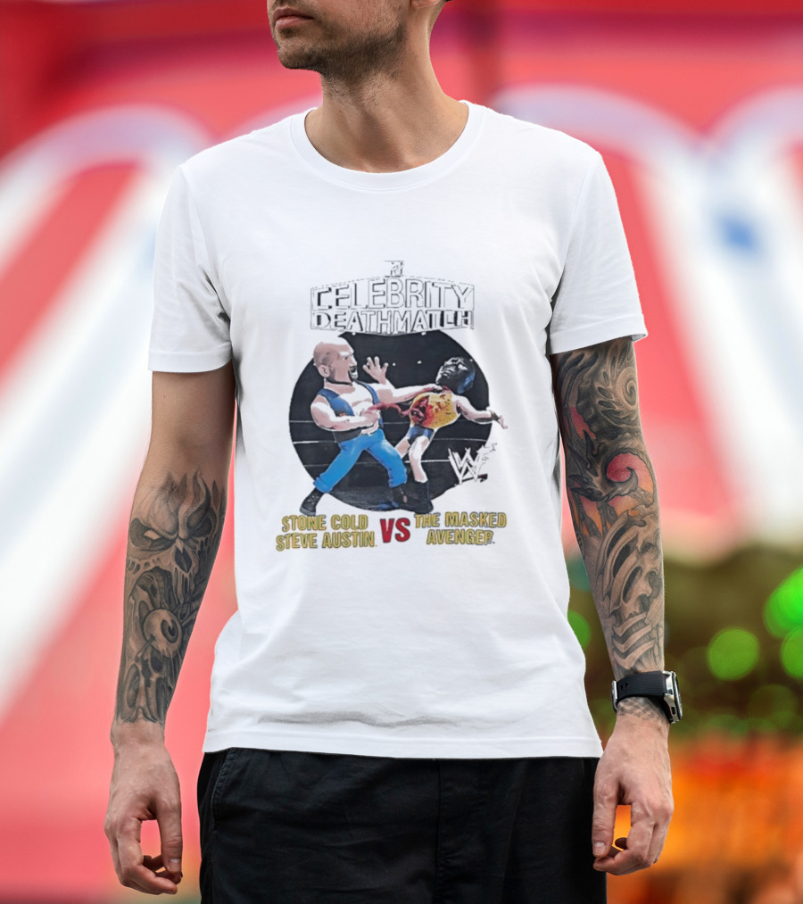 MTV Celebrity Deathmatch Stone Cold Steve Austin VS The Masked Avenger Showdown T-Shirt