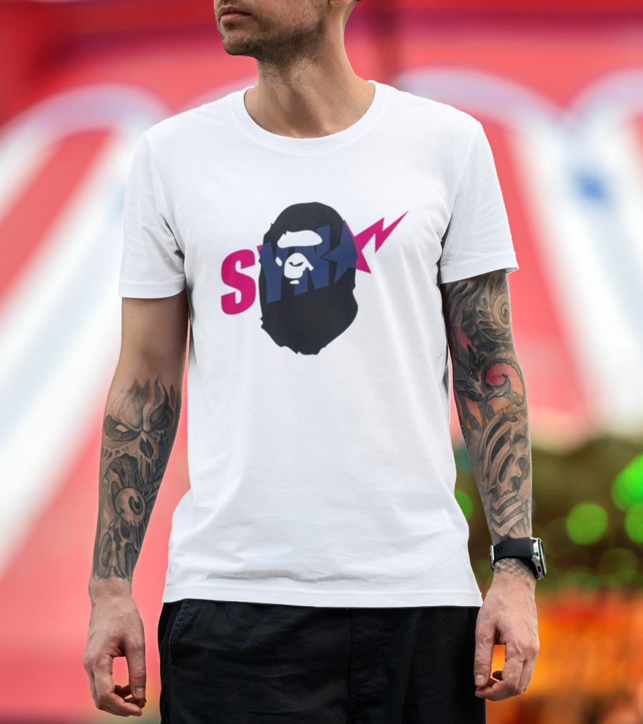 SYN Syna Synning Bape Ape Head Lightning Bold Hip-Hop Streetwear T-Shirt