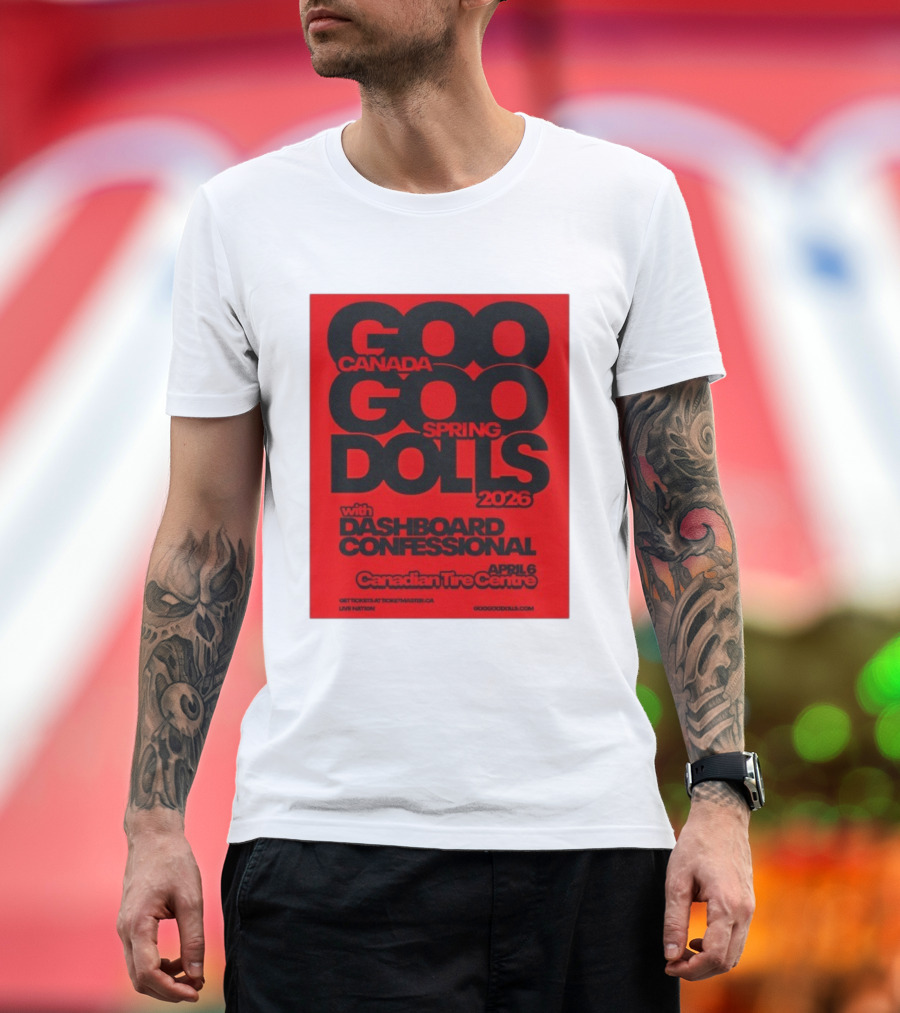 Goo Goo Dolls Canada Spring Tour 2026 With Dashboard Confessional April 6 Canadian Tire Centre T-Shirt