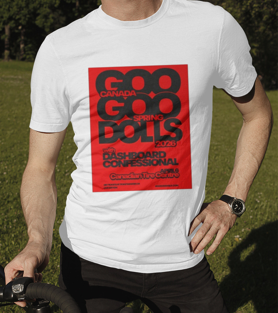 Goo Goo Dolls Canada Spring Tour 2026 With Dashboard Confessional April 6 Canadian Tire Centre T-Shirt