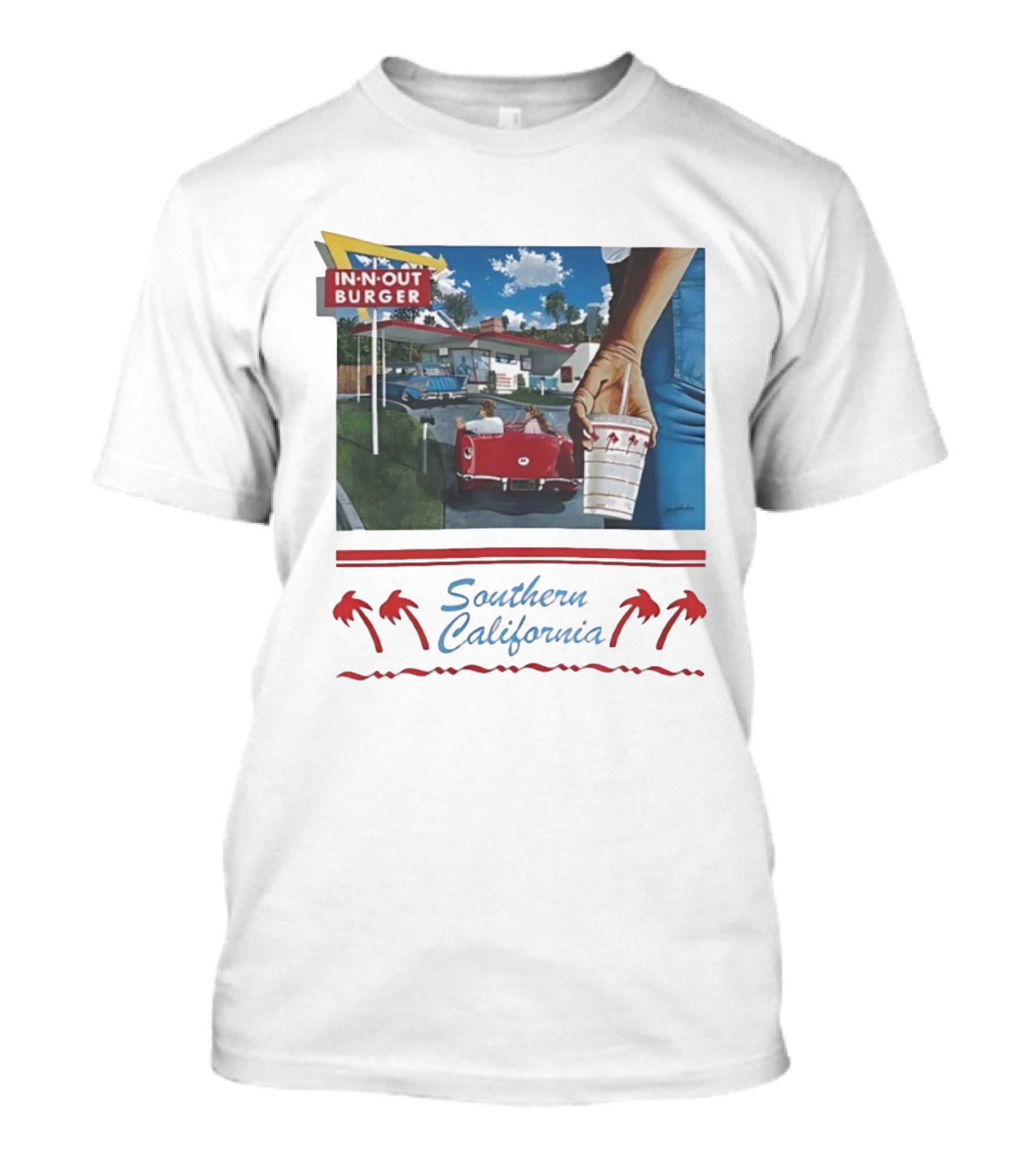 In N Out Burger Southern California Vintage Palm Trees 1990 T-Shirt