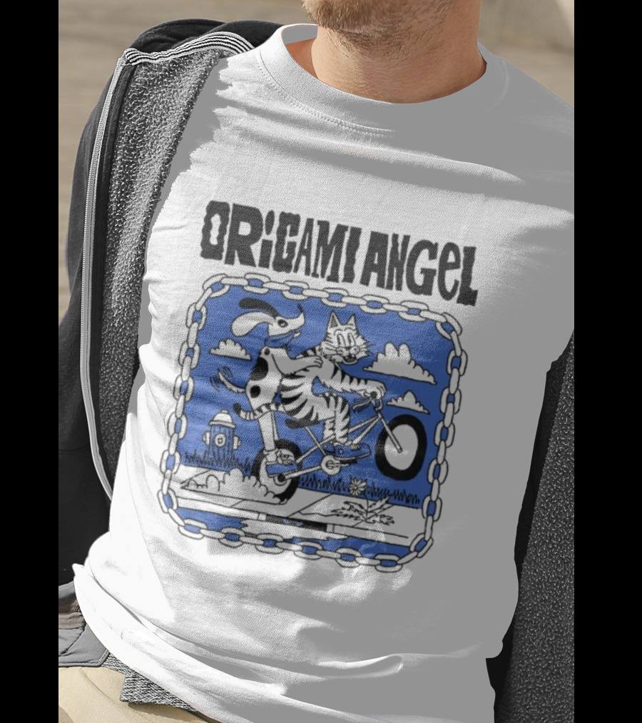 Origami Angel Ride Tiger Dog Bike Adventure T-Shirt