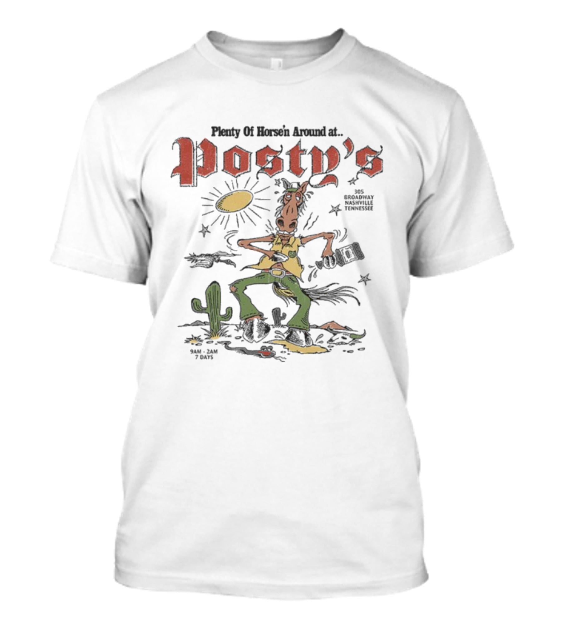 Post Malone Horse'n Around At Posty's 305 Broadway Nashville Tennessee Cowboy Theme T-Shirt