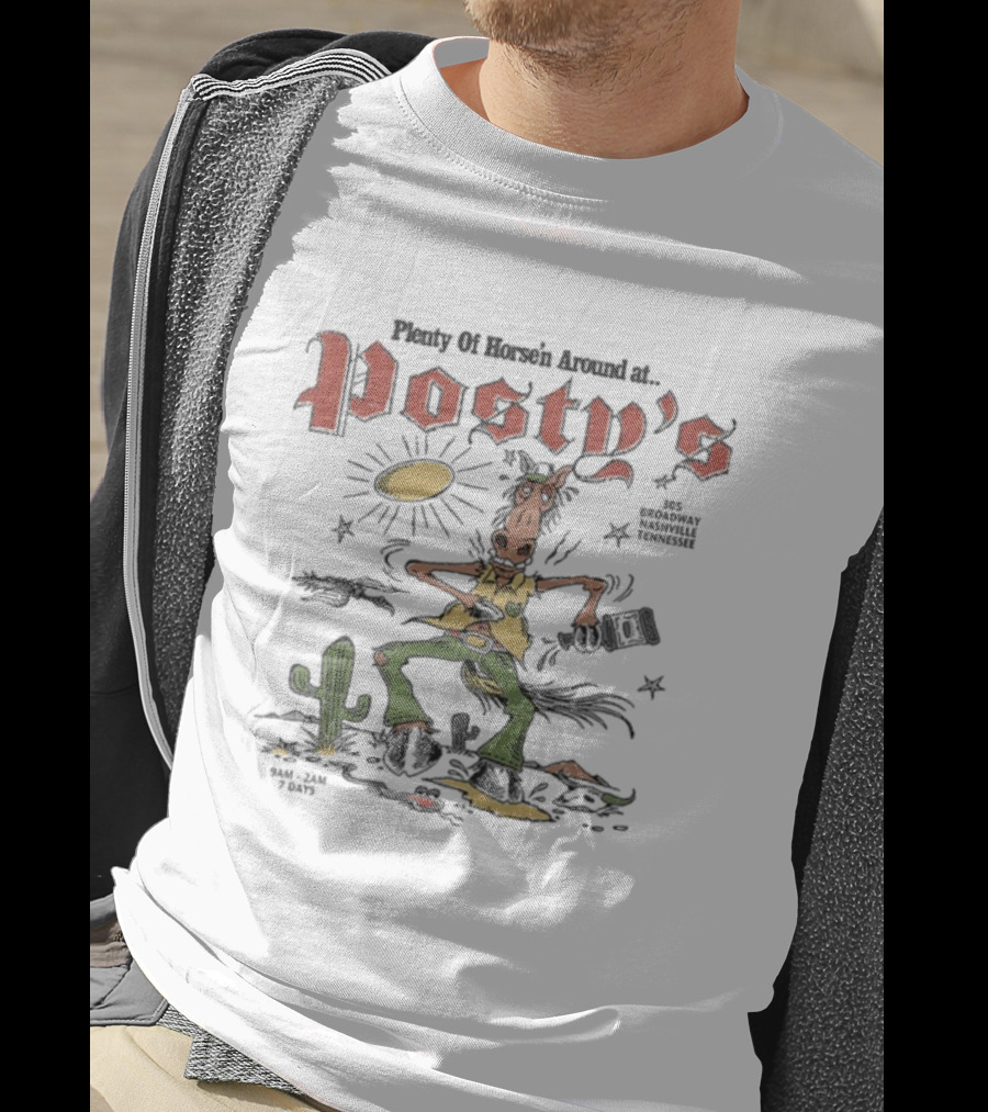 Post Malone Horse'n Around At Posty's 305 Broadway Nashville Tennessee Cowboy Theme T-Shirt