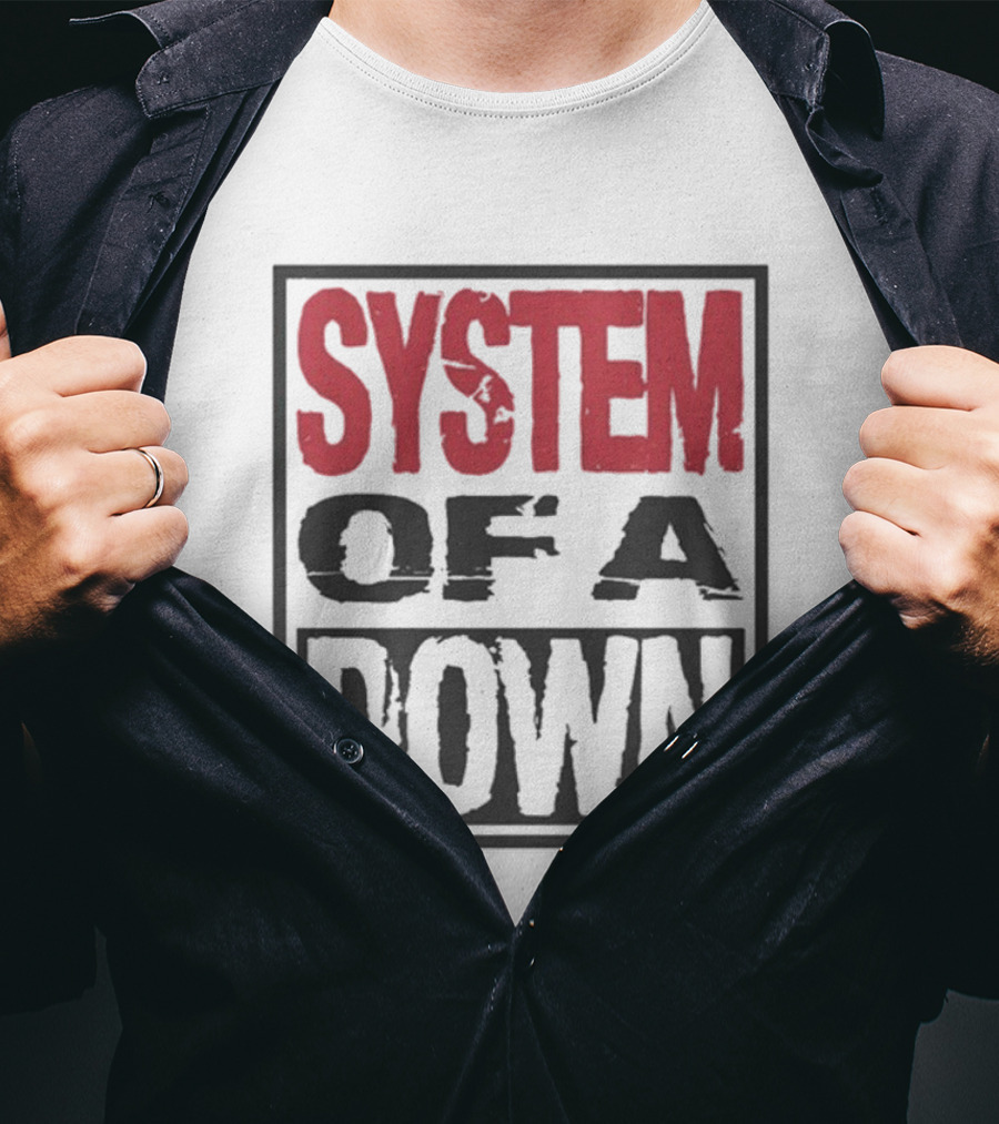 SYSTEM OF A DOWN Triple Stack Box Text Bold Style T-Shirt
