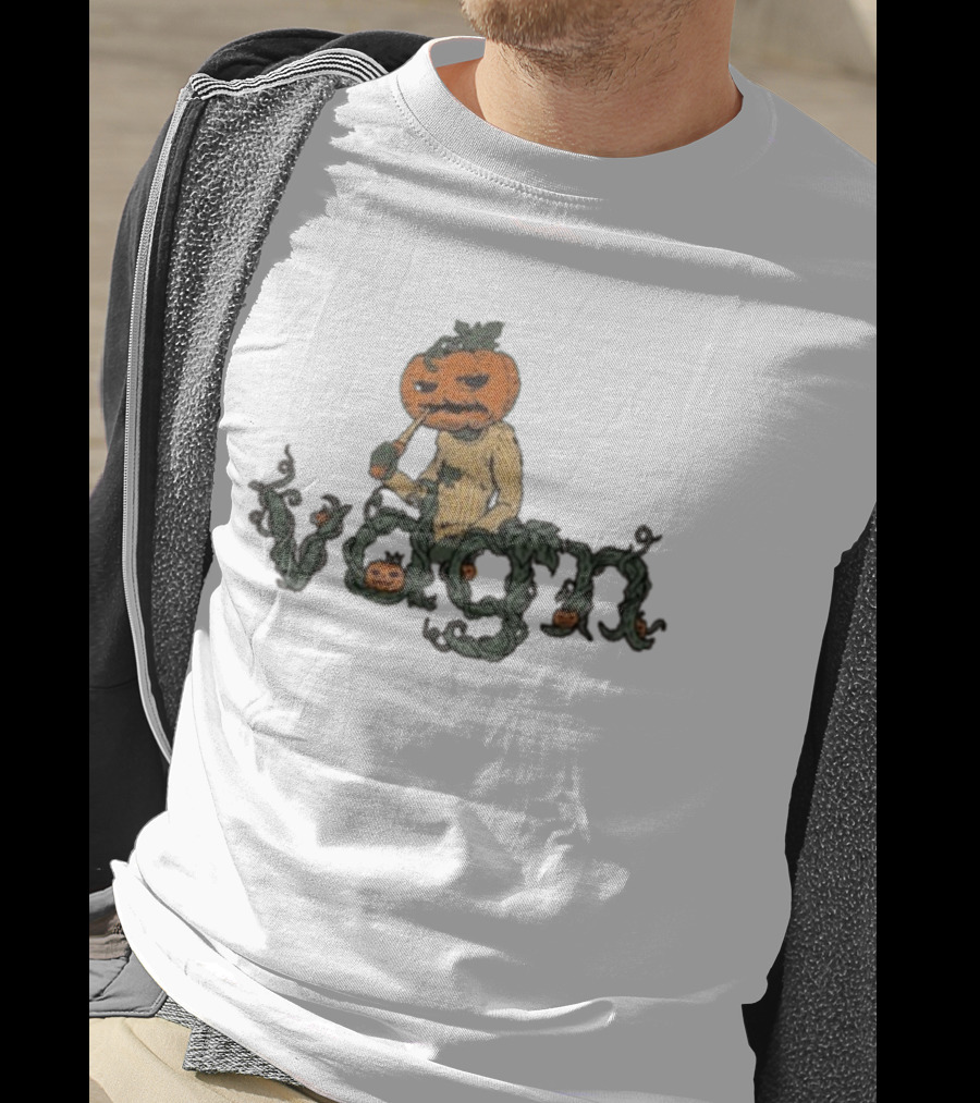 Vdgn Pumpkin Smoking Pipe Halloween Theme Sweater T-Shirt