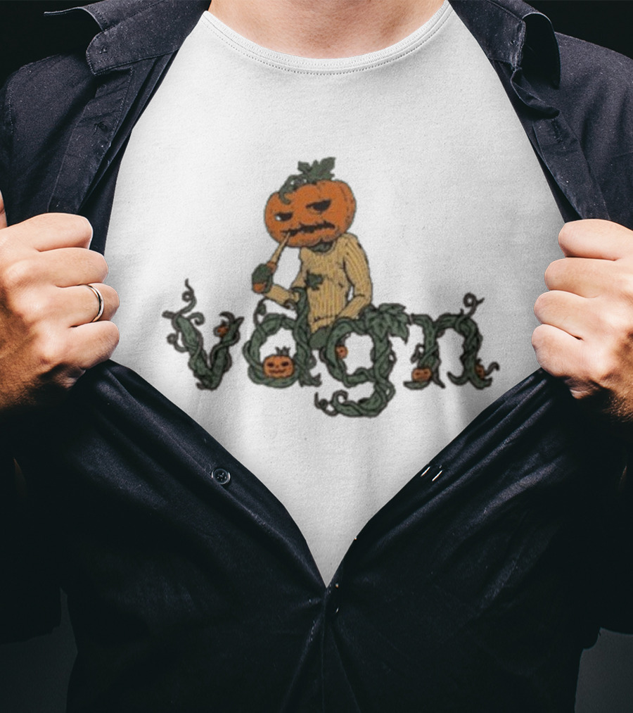 Vdgn Pumpkin Smoking Pipe Halloween Theme Sweater T-Shirt
