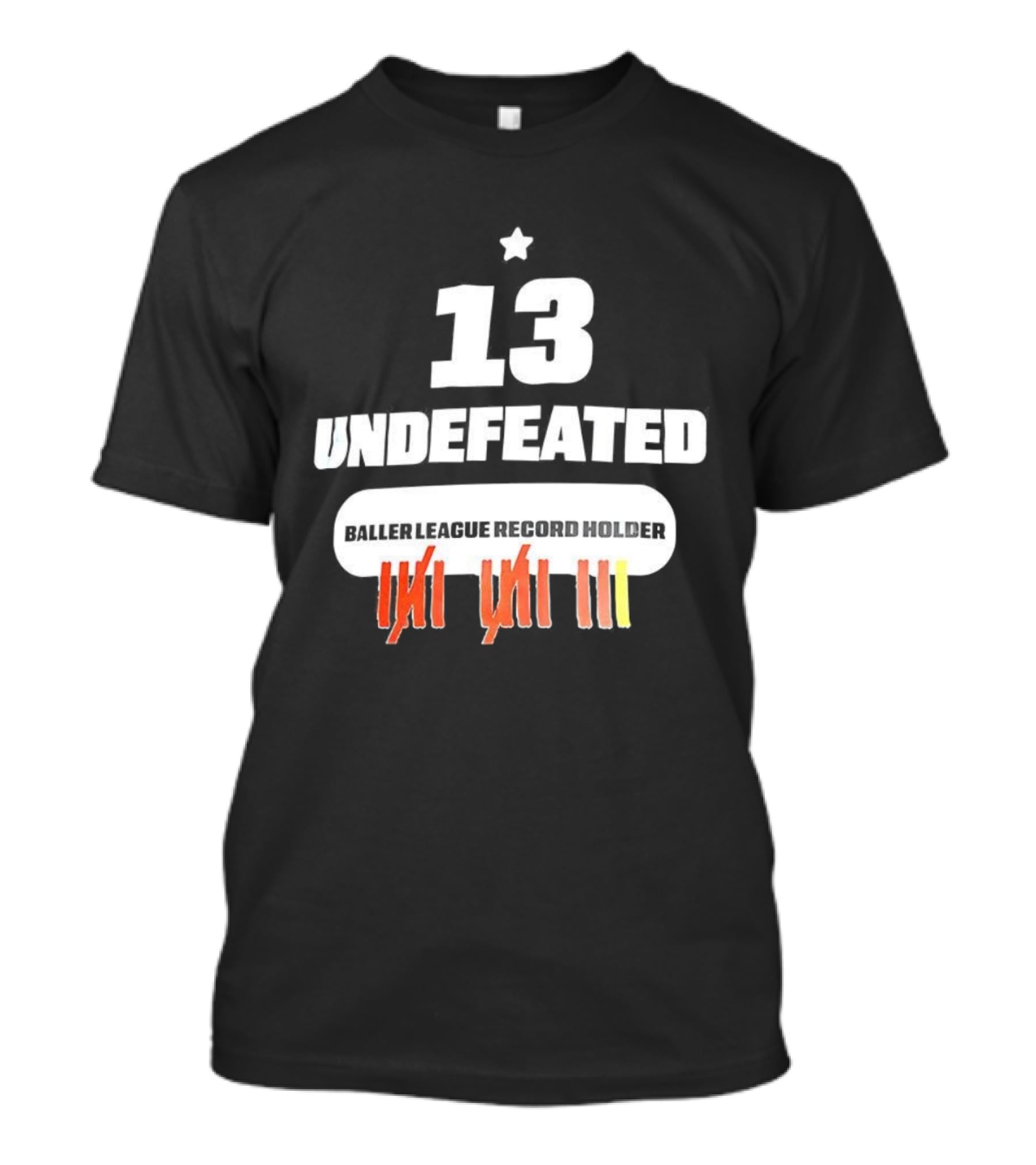 13 Undefeated League Record Holder Star Symbol Marks T-Shirt