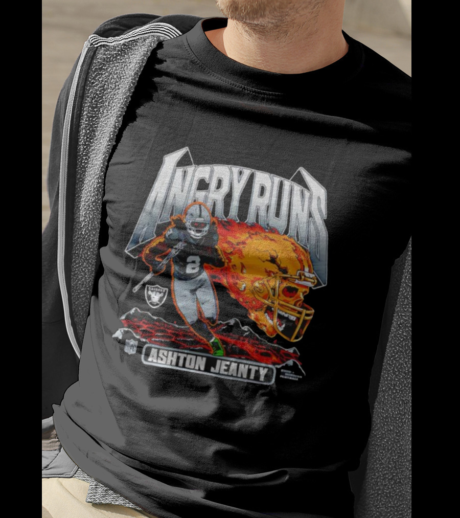 Angry Runs Ashton Jeanty Las Vegas Raiders NFL 2025 T-Shirt