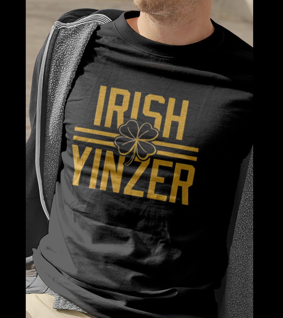 Irish Yinzer Shamrock Pittsburgh St Patricks Day 412 Yinzer Nation Steel City Football T-Shirt