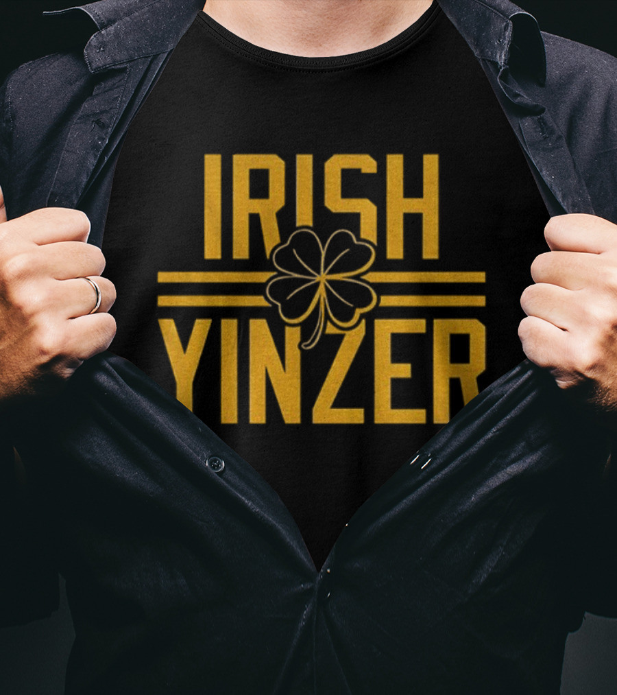 Irish Yinzer Shamrock Pittsburgh St Patricks Day 412 Yinzer Nation Steel City Football T-Shirt