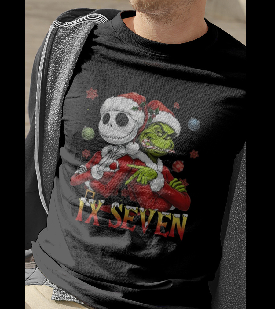 Jack Skellington Grinch IX Seven Santa Christmas Meme T-Shirt