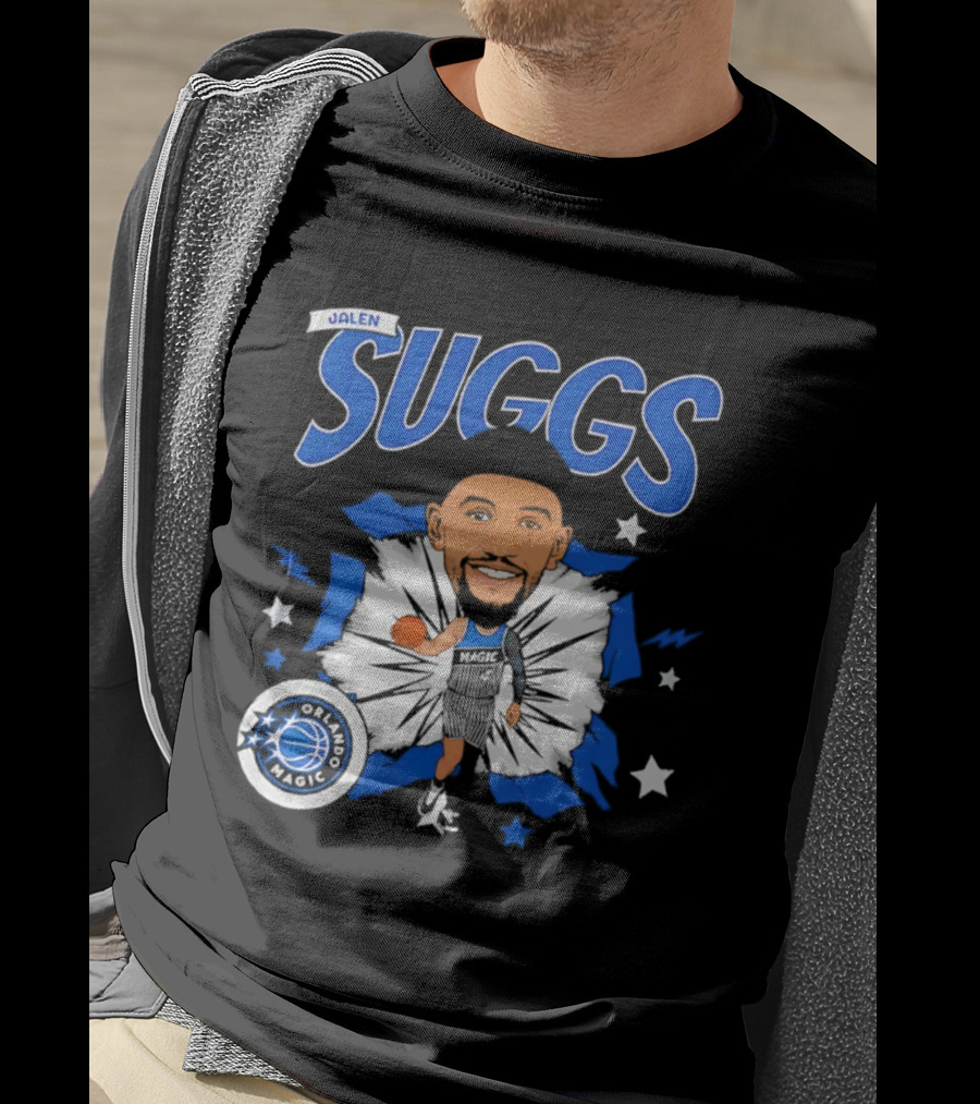 Jalen Suggs Orlando Magic Basketball Starburst Caricature T-Shirt