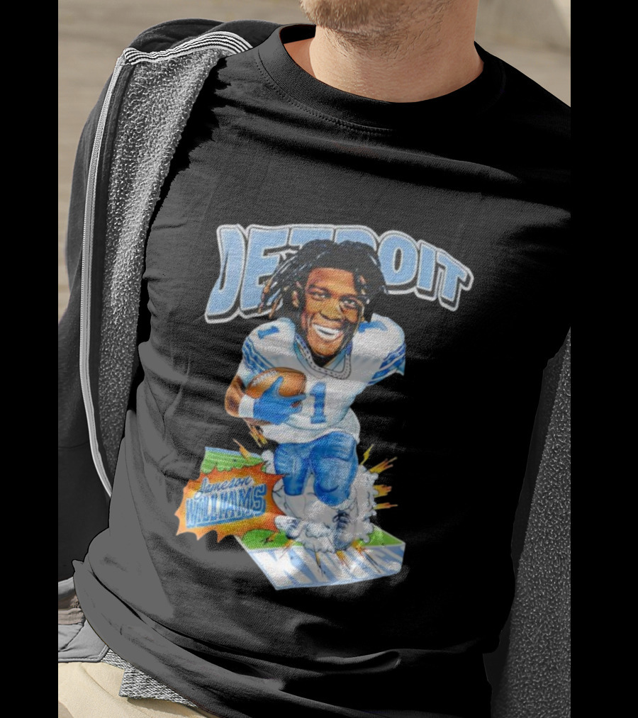 Jameson Williams Detroit Lions NFL Football Caricature Starburst T-Shirt