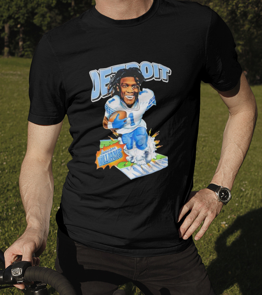 Jameson Williams Detroit Lions NFL Football Caricature Starburst T-Shirt