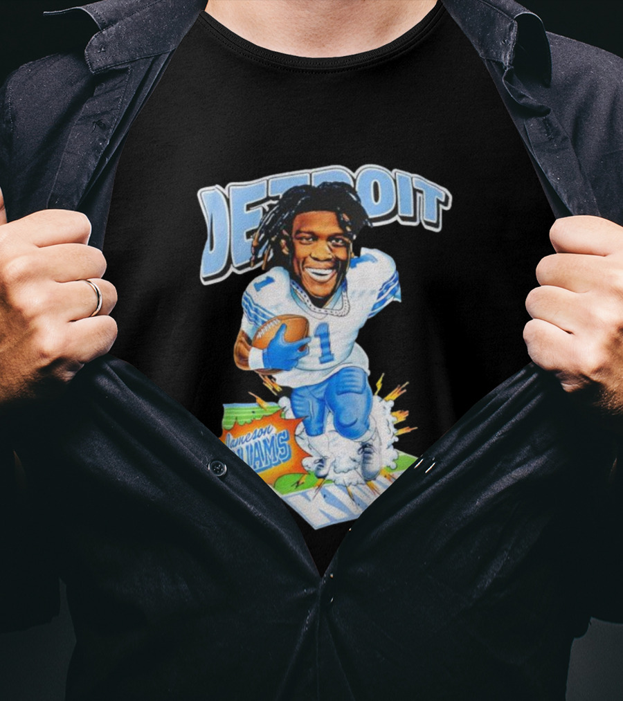 Jameson Williams Detroit Lions NFL Football Caricature Starburst T-Shirt