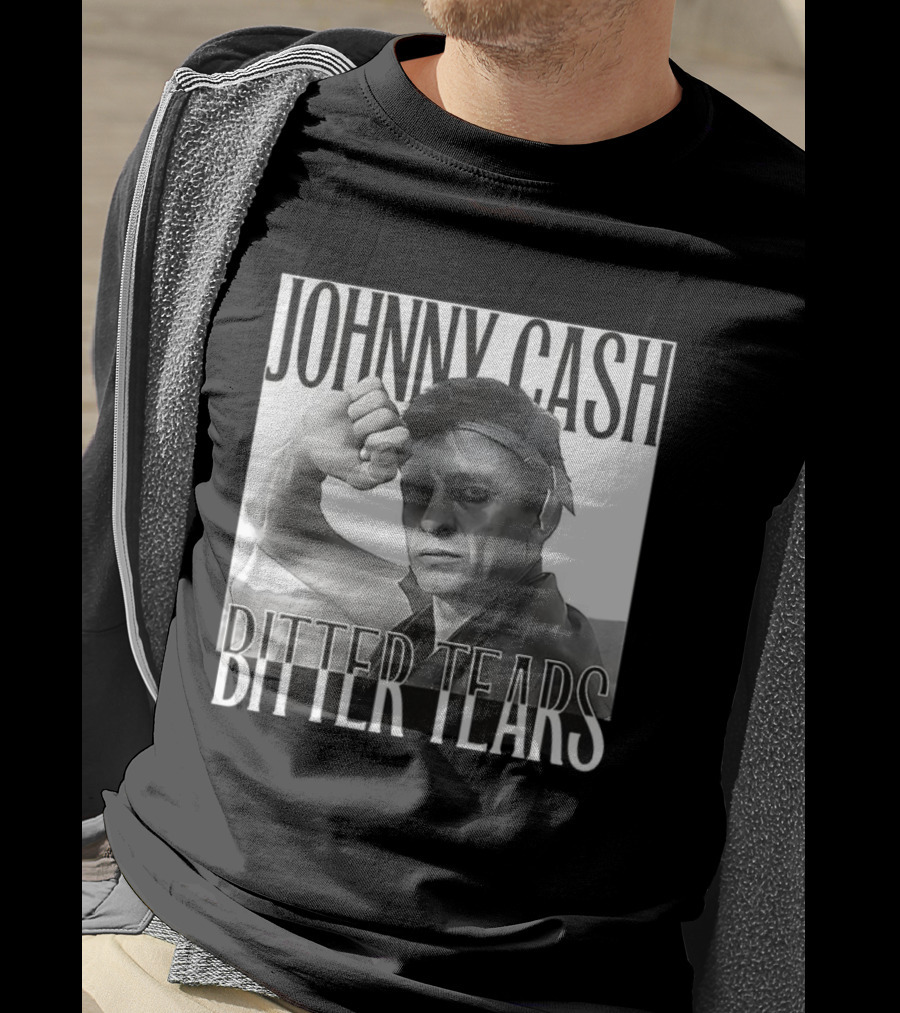 Johnny Cash Bitter Tears Monochrome Illustration T-Shirt
