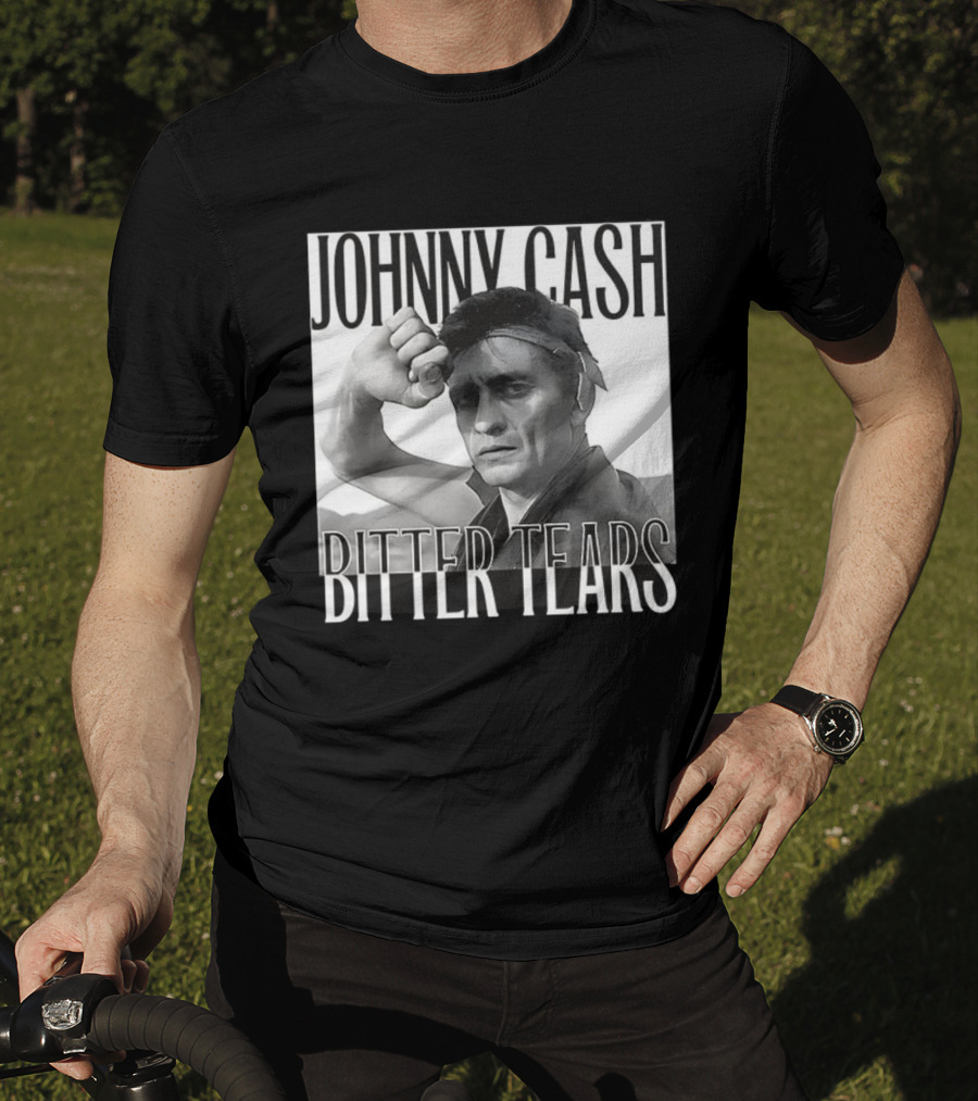 Johnny Cash Bitter Tears Monochrome Illustration T-Shirt