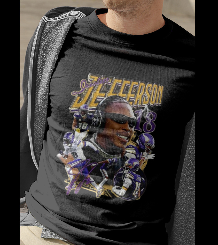 Justin Jefferson Minnesota Vikings Number 18 Signature Jett T-Shirt