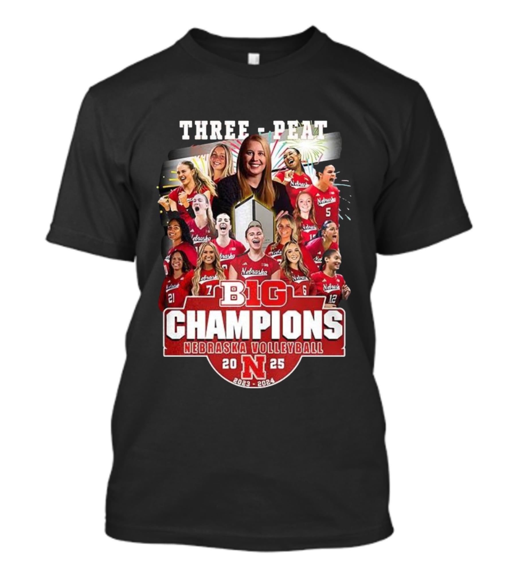 Nebraska Volleyball Three-Peat Big Champions 2025 T-Shirt