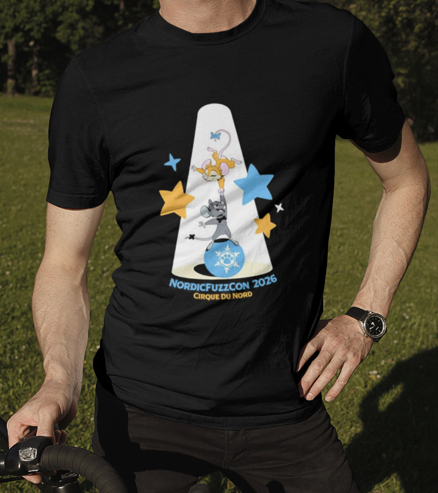 NordicFuzzCon 2026 Cirque Du Nord Mice Balancing Act Stars T-Shirt