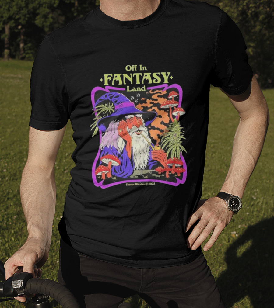 Off In Fantasy Land Wizard Steven Rhodes 2023 T-Shirt