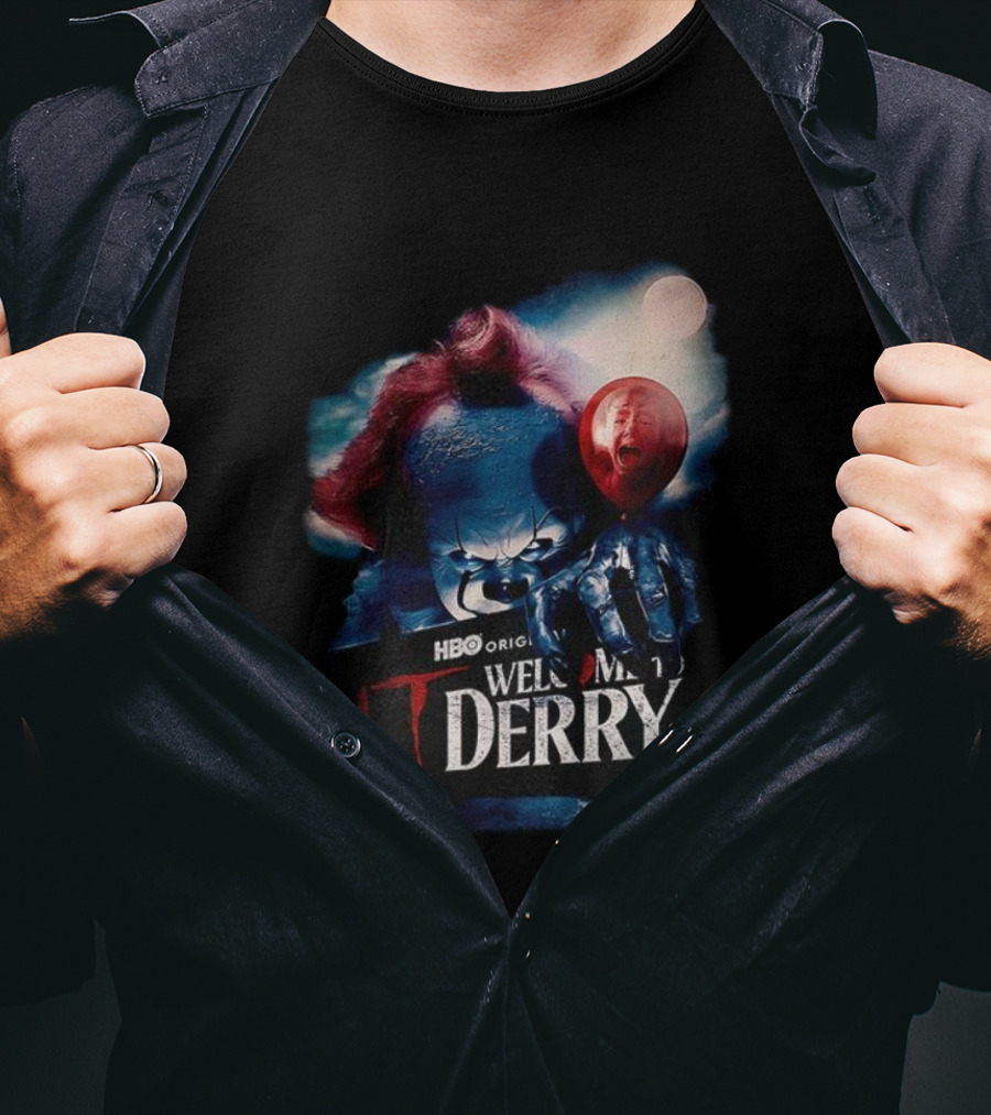 HBO Original IT Pennywise Clown Welcome To Derry Horror Balloons T-Shirt