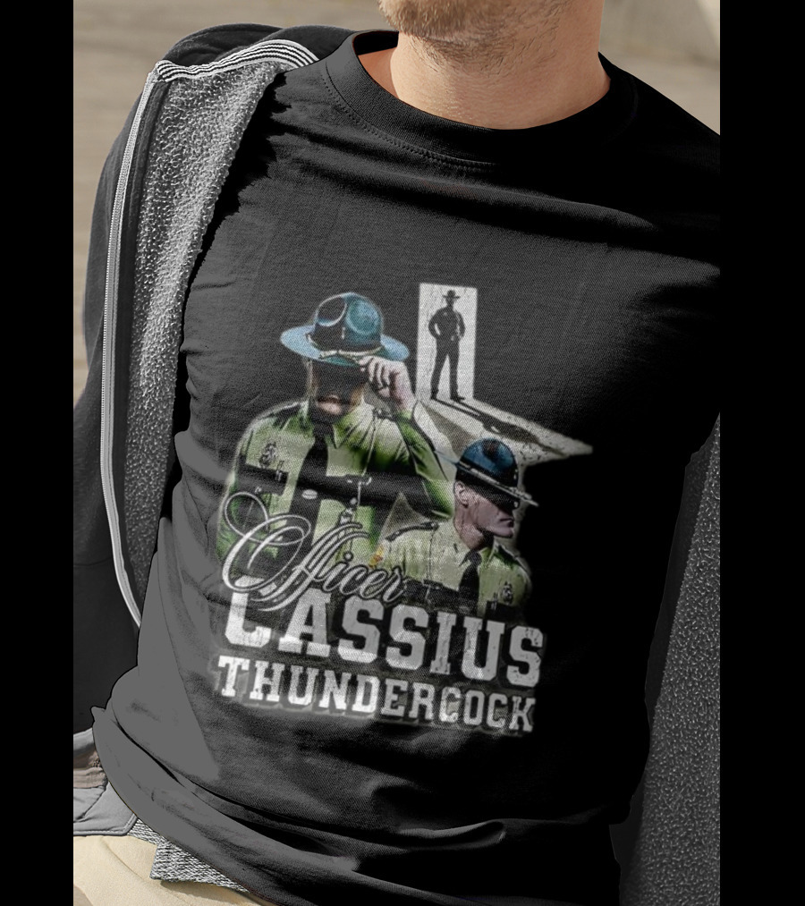 Officer Cassius Thundercock Police Silhouette Tribute T-Shirt