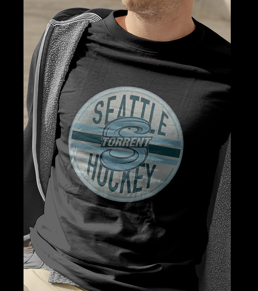 Seattle Torrent Hockey S Emblem Blue Circle Design T-Shirt