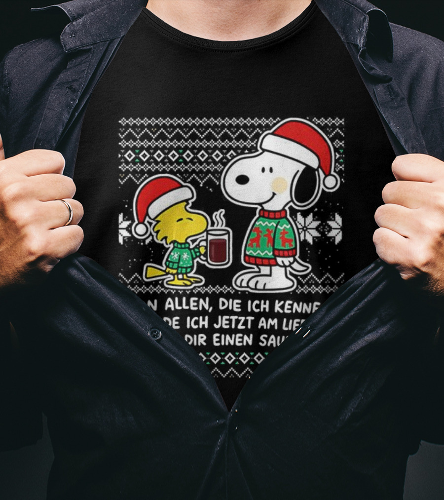 Snoopy Woodstock Weihnachten Mit Dir Einen Saufen Weihnachtspullover T-Shirt