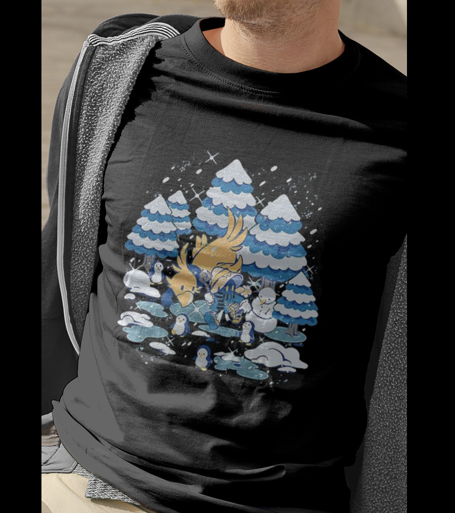 Vivi Ornitier Chocobo Final Fantasy Winter Wonderland Scene T-Shirt