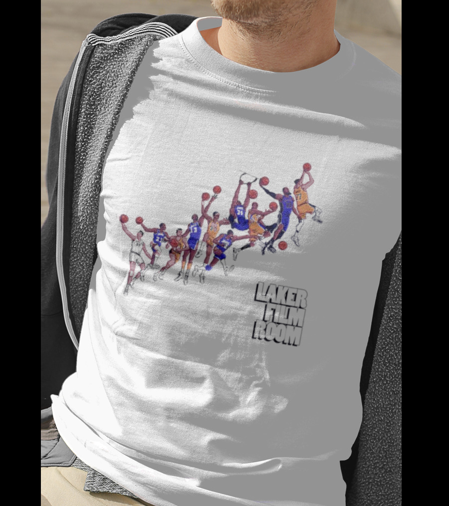 Laker Film Room Los Angeles Lakers Players Dunking Action Sequence T-Shirt