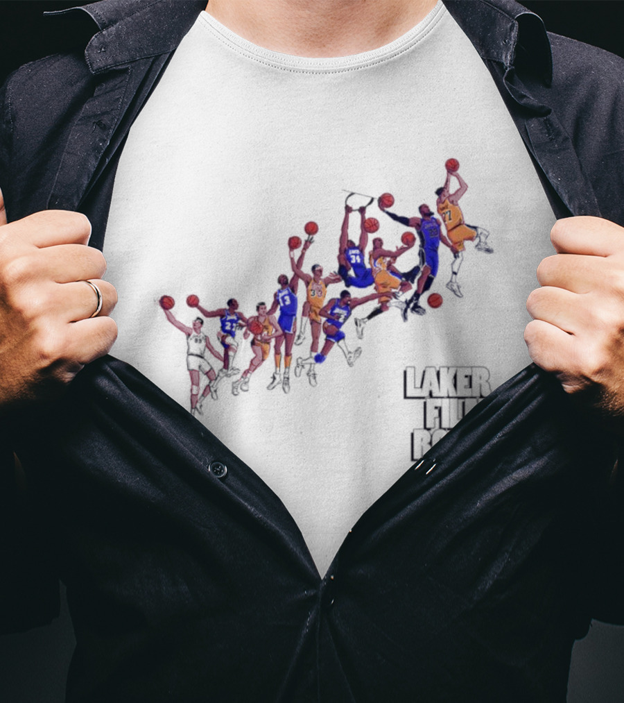 Laker Film Room Los Angeles Lakers Players Dunking Action Sequence T-Shirt