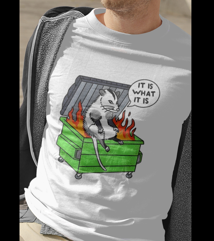 Possum Sitting In A Dumpster On Fire Saying It Is What It Is T-Shirt