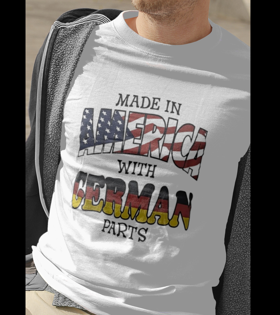 Made In America With German Parts USA Flag Stars Stripes German Flag Colors T-Shirt